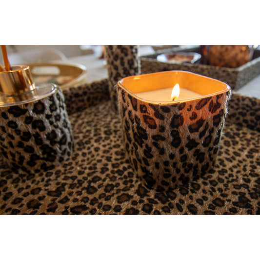 8x8x8cm Leoparden Glaskerze - Pimis Living