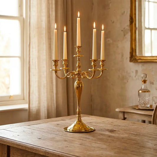 60 cm 5 goldener Lichtkerzenhalter