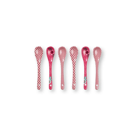 Giftset Teaspoons Oriental Flower Festival Dark Pink 13cm - Pimis Living