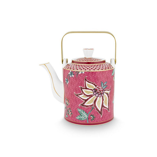 Giftset Teapot Oriental Flower Festival Dark Pink 1 ltr - Pimis Living