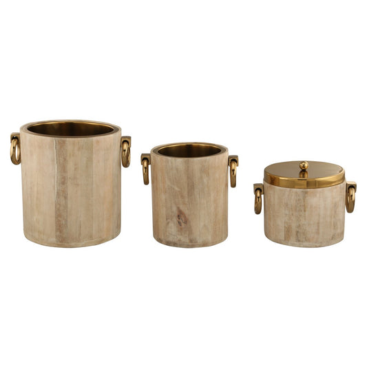 Goldener Holzeiseimer 20x25x20cm - Pimis Living