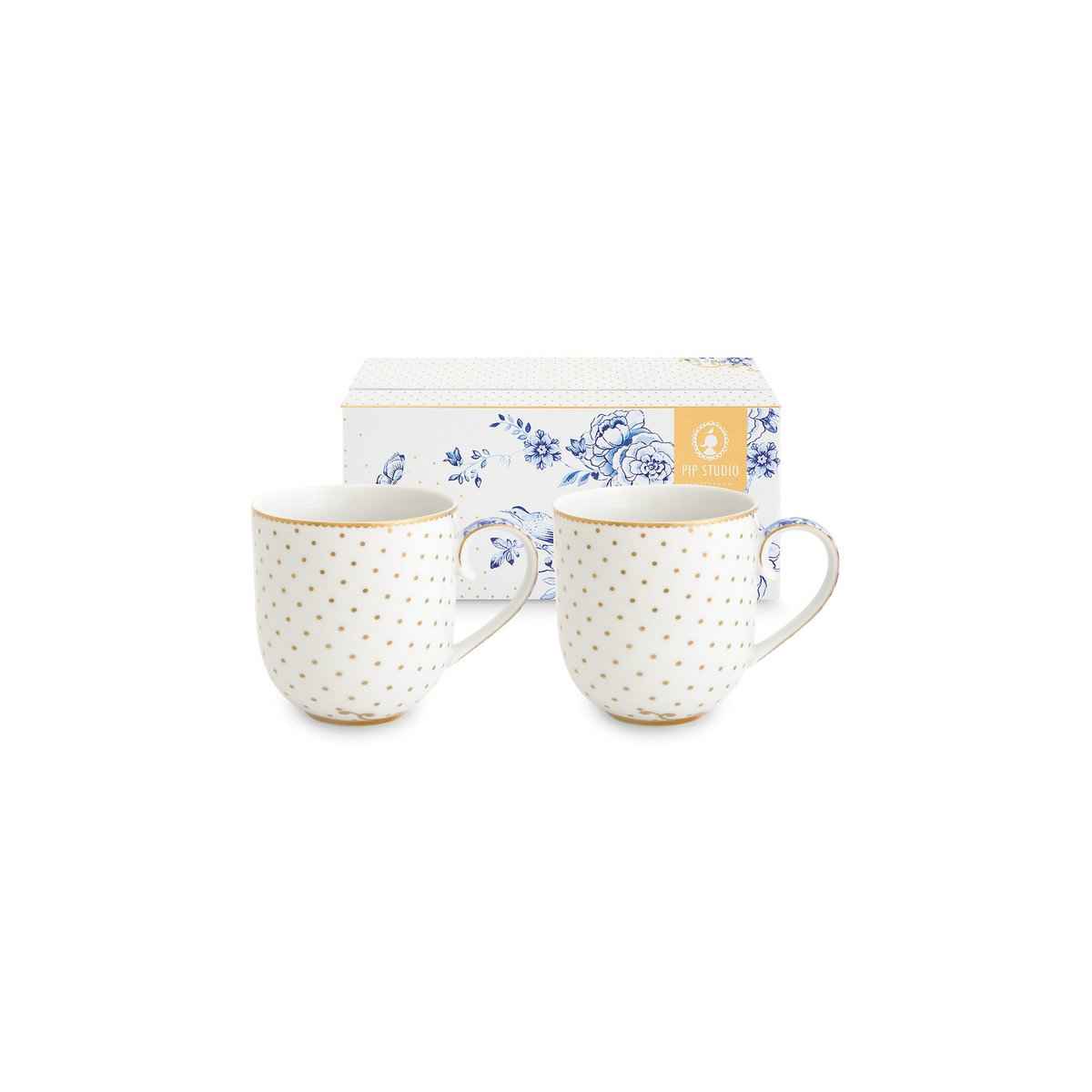 Set/2 Mugs Small Royal White