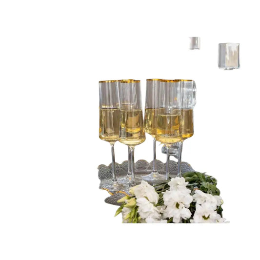 Champagnerflöten vergoldete Kante 210 ml - Los 6