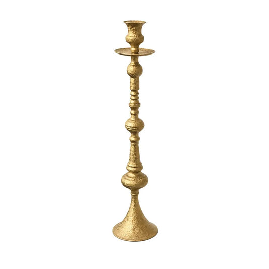 Kerzenhalter aus rissigem goldfarbenem Metall 13 x 13 x 57 cm
