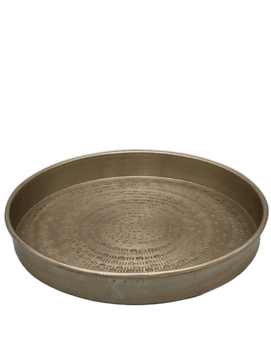 Tablett Rund Gold mit Ornamenten - Pimis Living