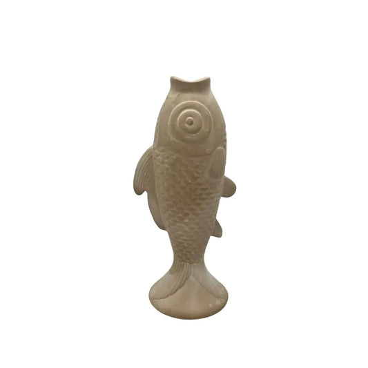 Vase Steingut Fisch in Beige - Pimis Living