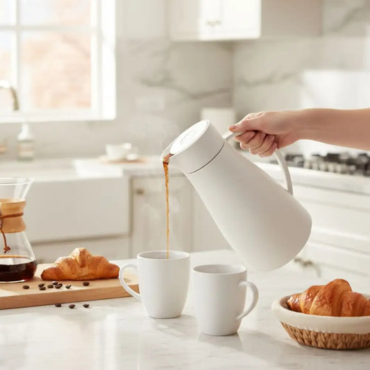 Weiße isolierte Kaffeemaschine 1l