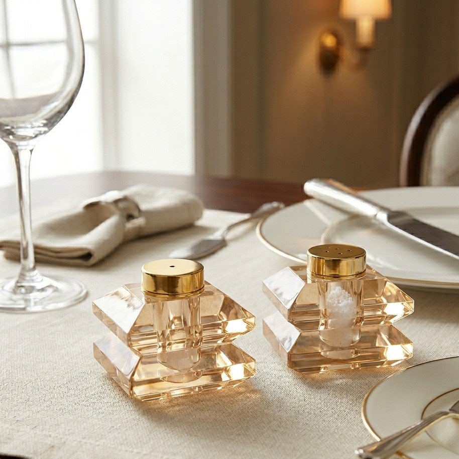 Designer-Salz- und Pfefferstreuer aus bernsteinfarbenem Glas - Pimis Living