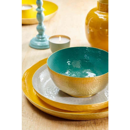 Vase Metal Oval Yellow 30cm