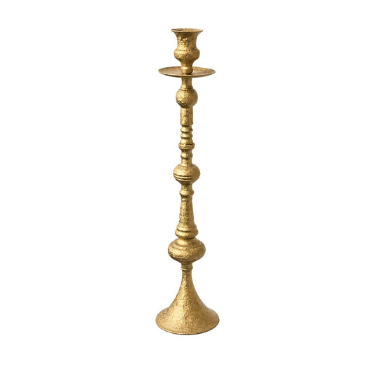 Kerzenhalter aus rissigem goldfarbenem Metall, 13 x 13 x 57 cm