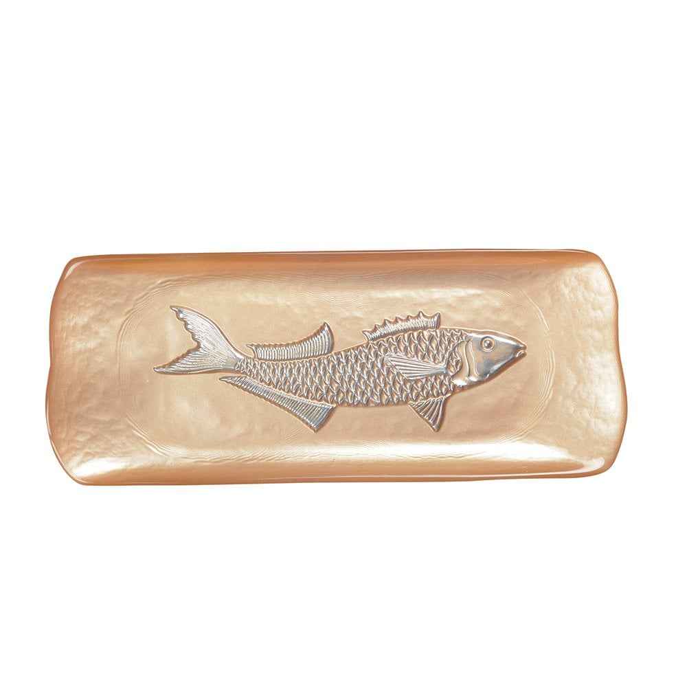 RECHTECKIGE KARAMELLSCHALE MIT SILBERFISCH 31,7X12,7CM AULICA