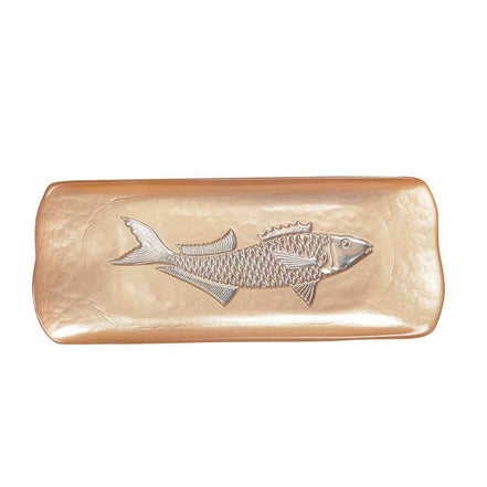 RECHTECKIGE KARAMELLSCHALE MIT SILBERFISCH 31,7X12,7CM AULICA