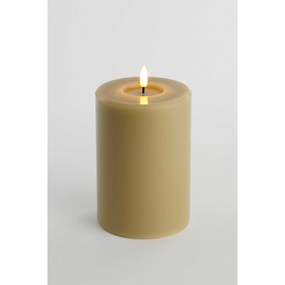 LED candle – H15 x Ø10 cm – wax – taupe