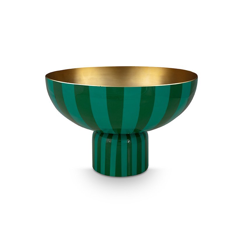 High Tray Metal Stripes Green 30x20cm - Pimis Living