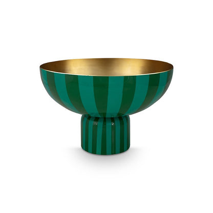 High Tray Metal Stripes Green 30x20cm - Pimis Living