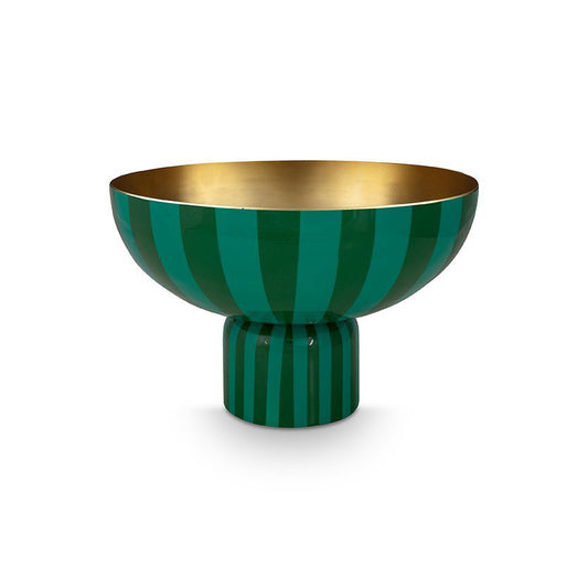 High Tray Metal Stripes Green 30x20cm - Pimis Living
