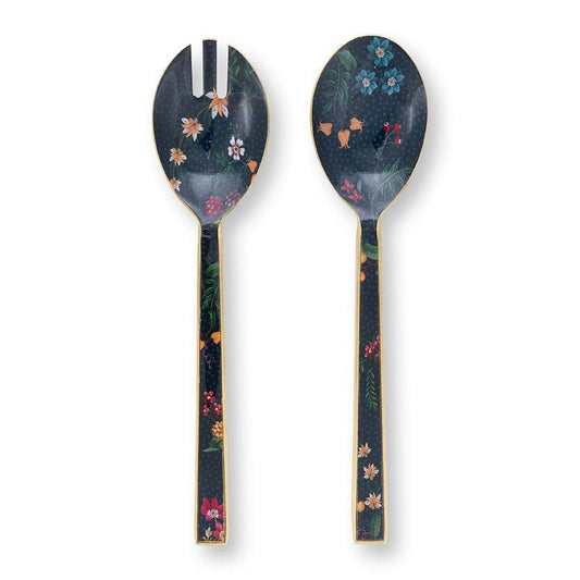 Set/2 Salad Server Enamelled Berry Blues 25cm - Pimis Living