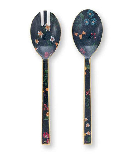 Set/2 Salatbesteck, emailliert, Beerenblau, 25 cm
