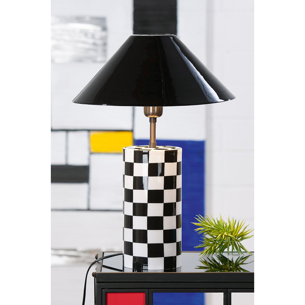 Tischleuchte zylindrisch Checkers, H.52 cm - Pimis living by Konceptpunkt