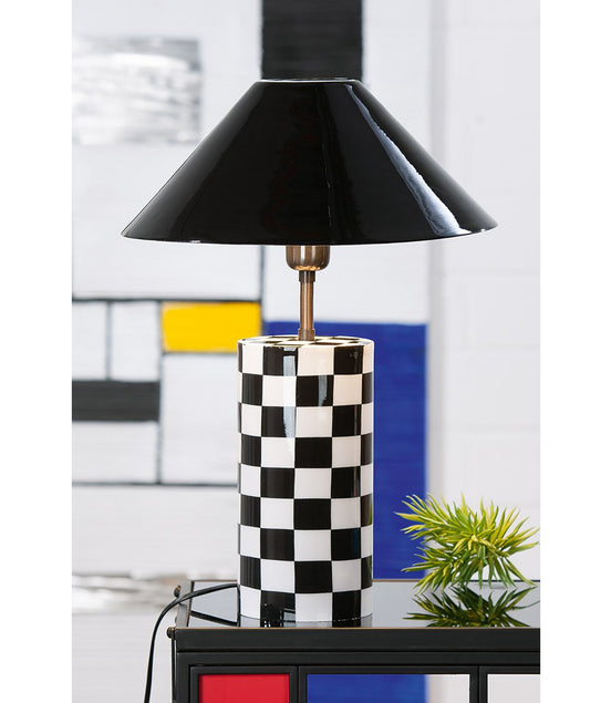 Tischleuchte zylindrisch Checkers, H.52 cm - Pimis living by Konceptpunkt