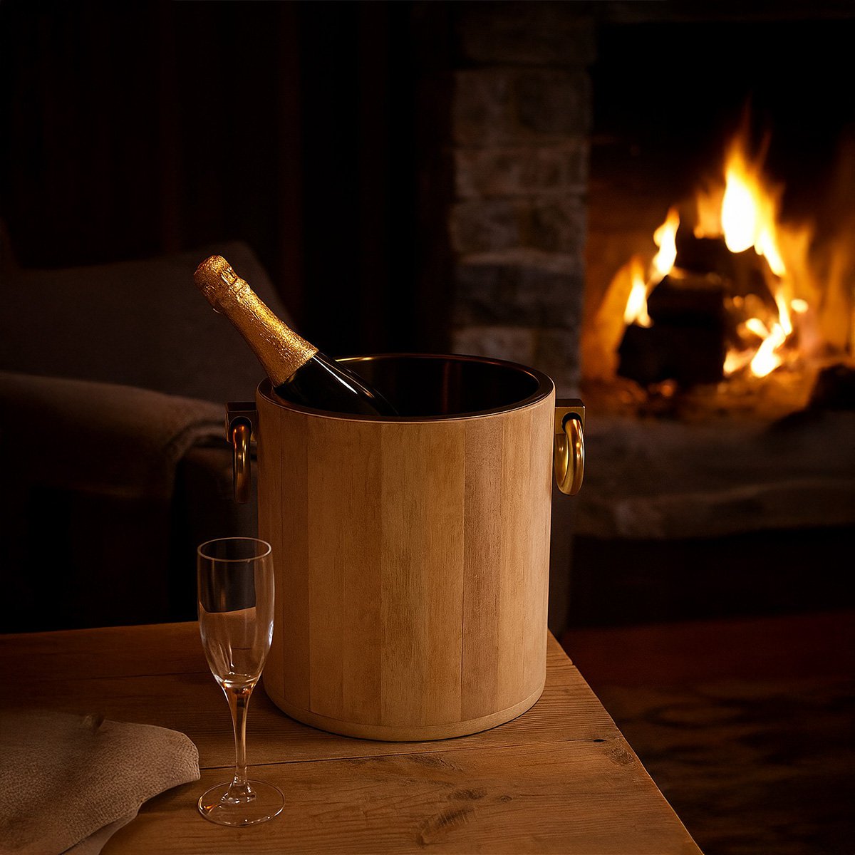 Champagnereimer in Weißgold Metall Gold 25x30x28 cm - Pimis Living