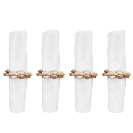 Set von 4 Runden der weißen und braunen Kette von Servietten AULICA