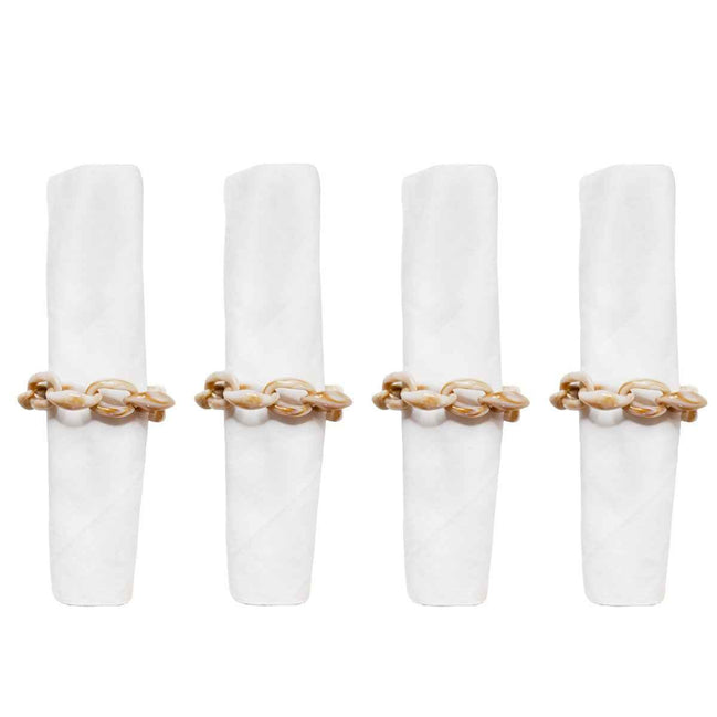 Set von 4 Runden der weißen und braunen Kette von Servietten AULICA