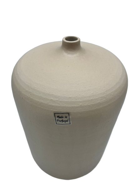 Jarrón/botella de terracota beige, fabricado en Portugal (grande)