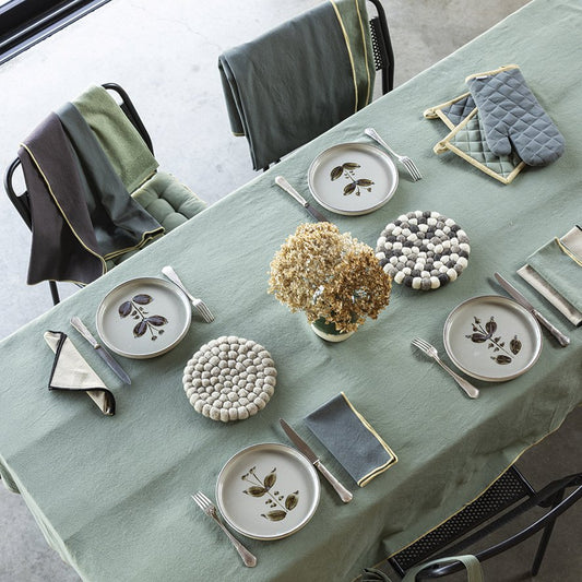 Recycelte Tischdecke Grace Café 140 x 250 - Pimis Living