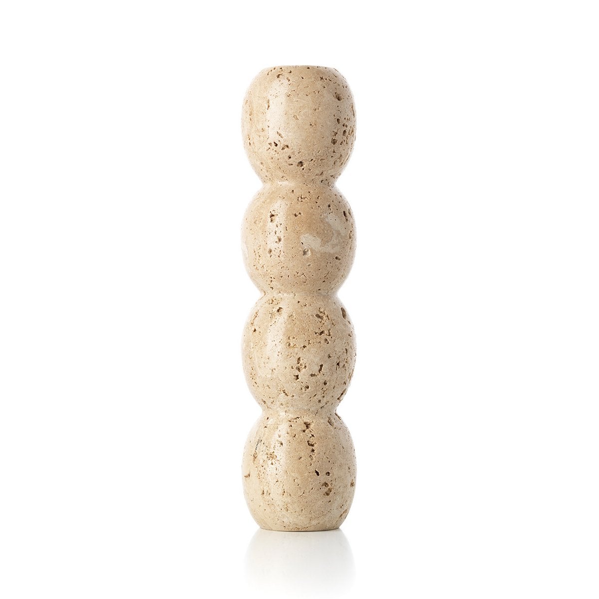 Der Travertin-Totem-Kerzenhalter – Beige – L - Pimis Living