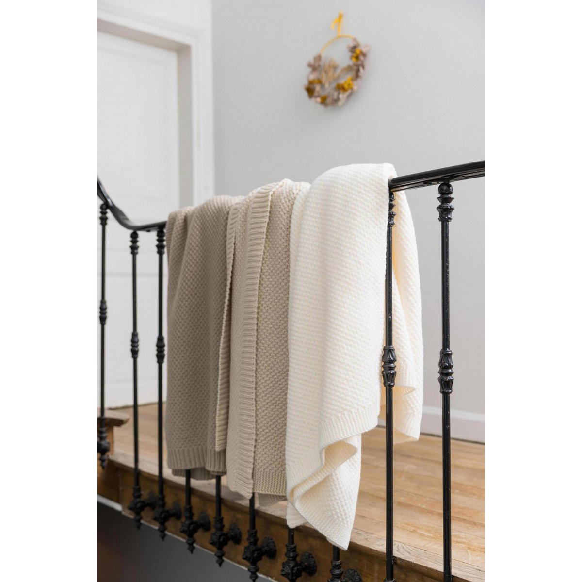 Recycelte Strickdecke Danilo Natural 130 x 160 - Pimis Living