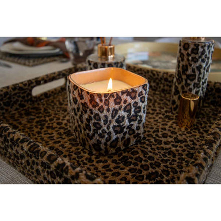 8x8x8cm Leoparden Glaskerze AULICA