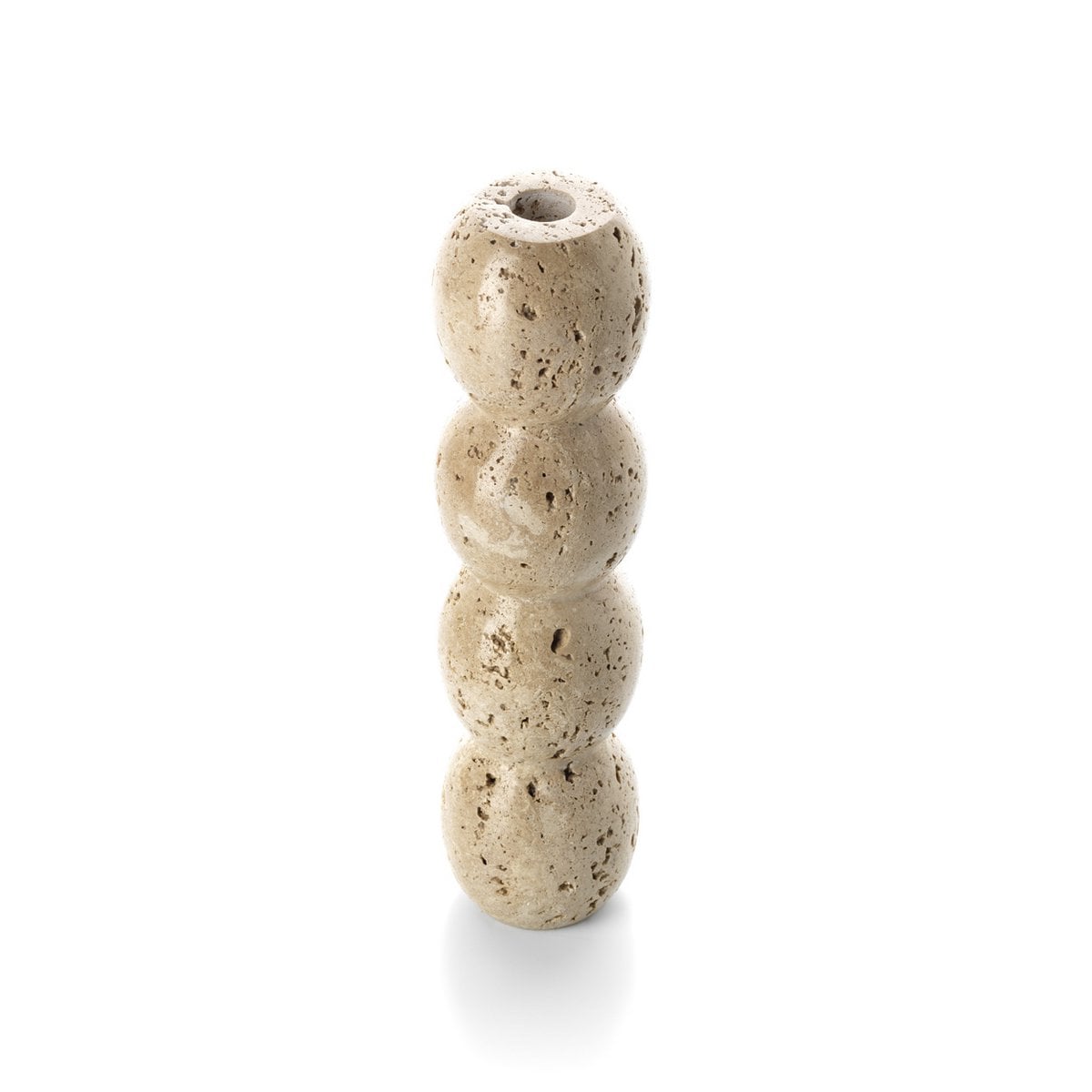 Der Travertin-Totem-Kerzenhalter – Beige – L - Pimis Living