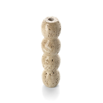 Der Travertin-Totem-Kerzenhalter – Beige – L - Pimis Living