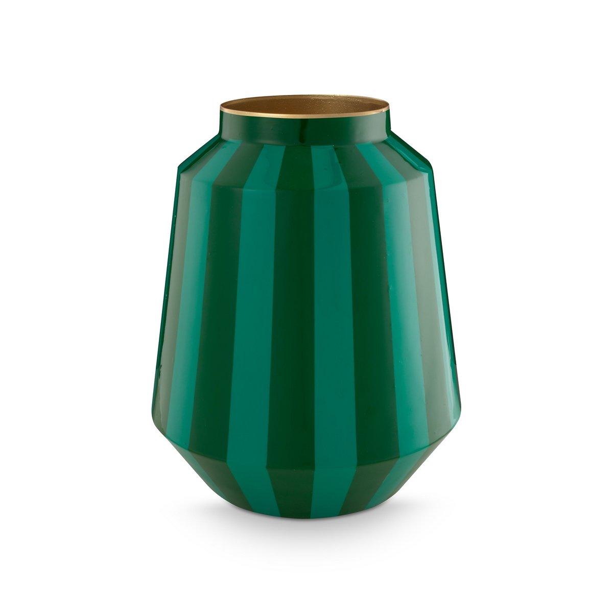 Vase Metal Stripes Green 24x29cm - Pimis Living