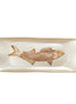 Vanille -rechteckiges Gericht mit goldenem Fisch 31,7x12,7 cm AULICA