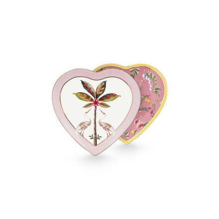 Set of 2 heart-shaped plates La Majorelle Pink 21.5cm