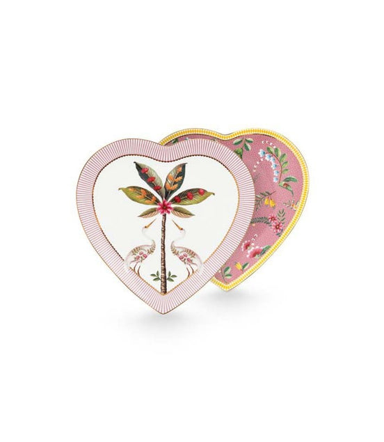Set of 2 heart-shaped plates La Majorelle Pink 21.5cm