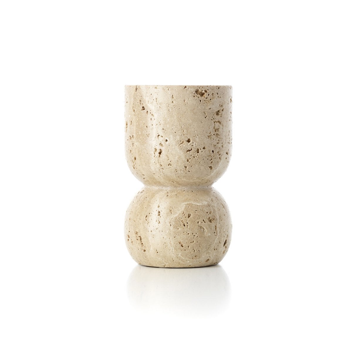 Der Travertingefäß-Säulenkerzenhalter – Beige - Pimis Living