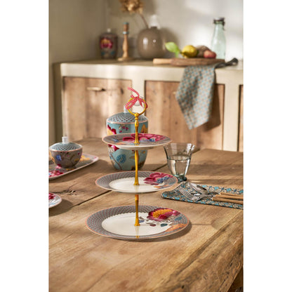 Cake Stand 3/Layers Blooming Tales Fantasy Khaki - Pimis Living
