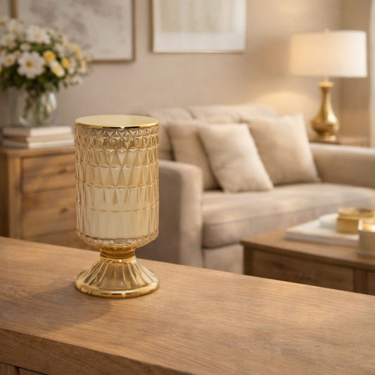 Goldene Kerze zu Fuß Duft von Baumwollblume H18cm - Pimis Living