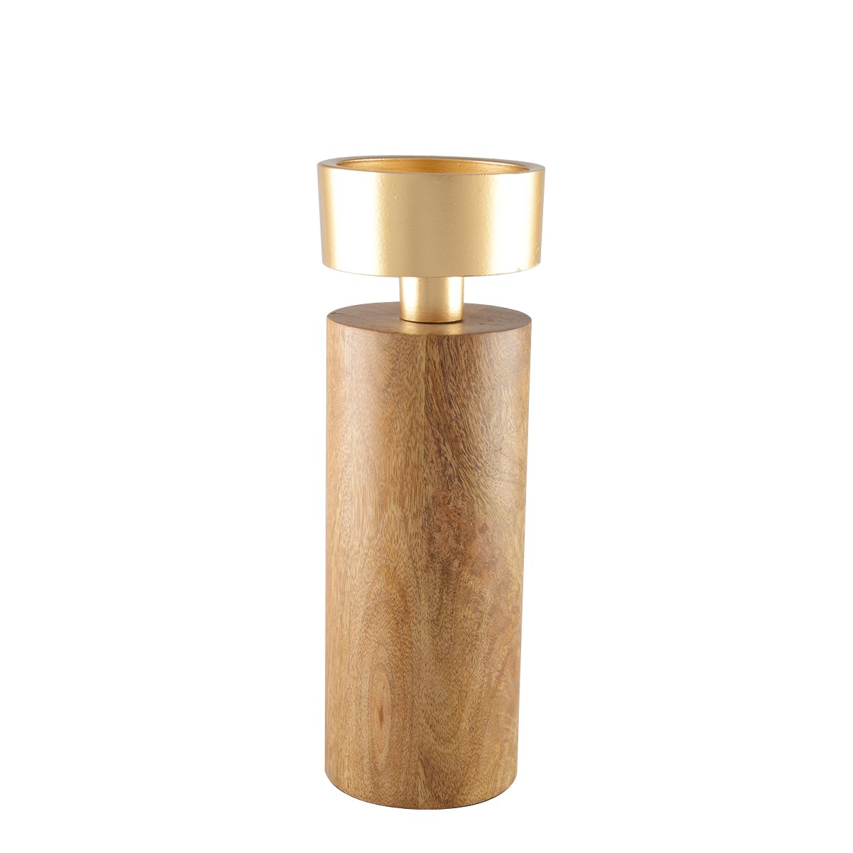 Holz- und Goldmetallkerzenhalter 23 cm - Pimis Living