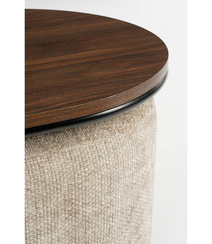 Couchtisch mit Poufs – 3-teilig – L79 x B45 x H41 cm – Hellgrau - Pimis living by Konceptpunkt