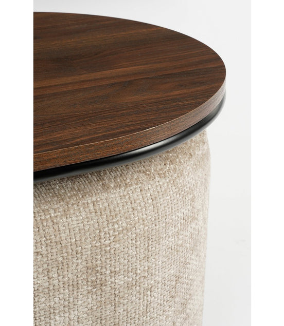 Couchtisch mit Poufs – 3-teilig – L79 x B45 x H41 cm – Hellgrau