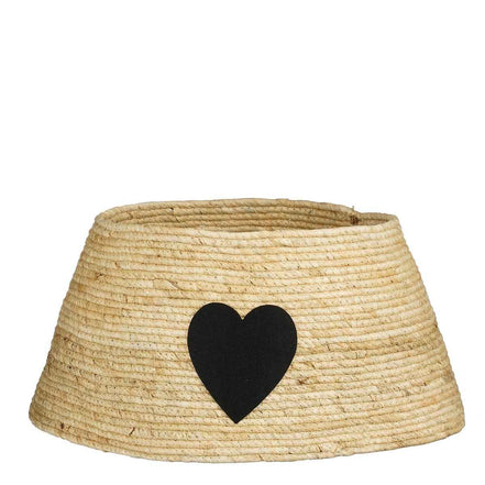 Weihnachtsbaumrock mit Herz - L50 x B50 x H26 cm - Maisblatt - Creme, schwarz