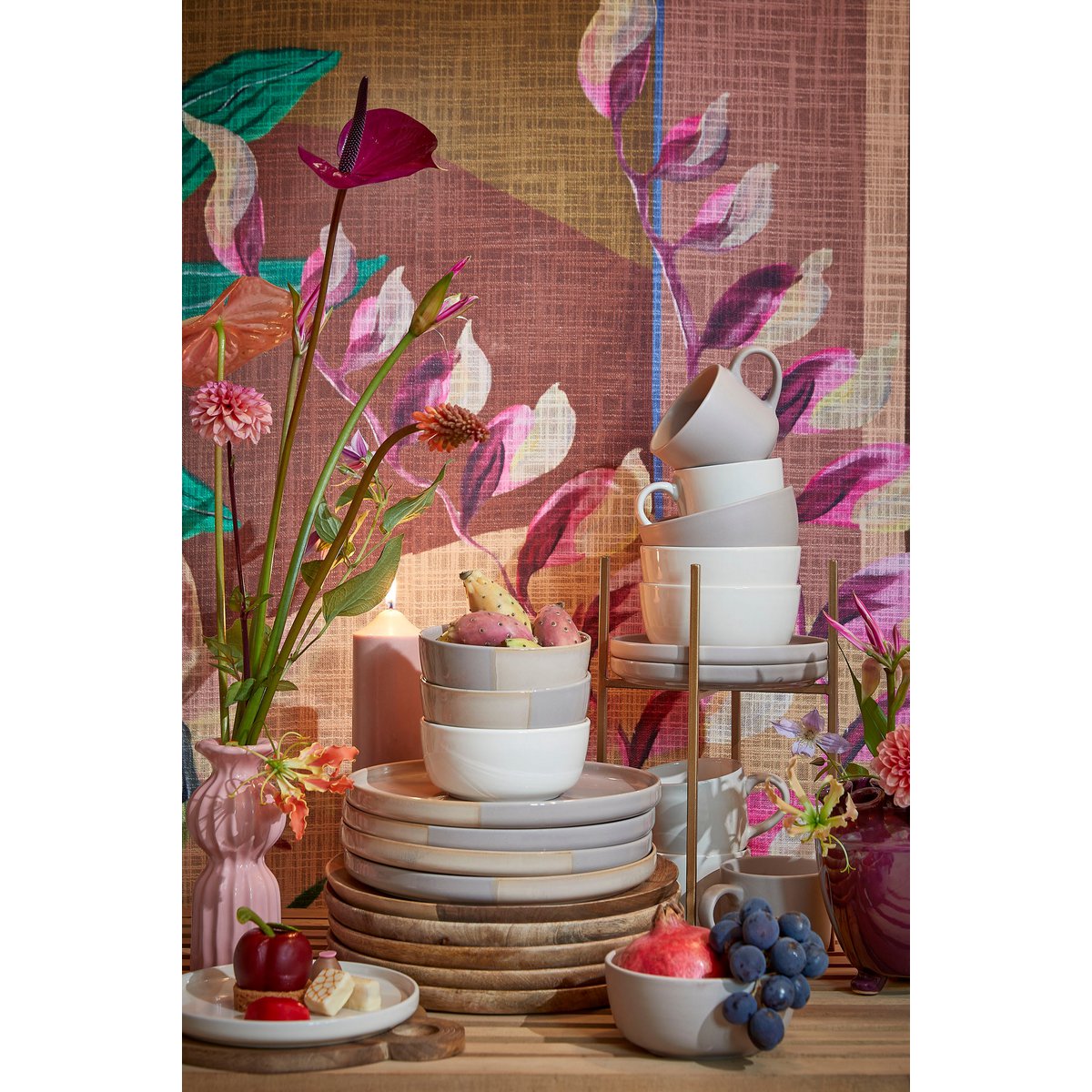 Ozi Set Set 4 Personen - Stein gut - grau - Pimis living by Konceptpunkt