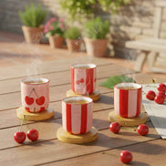 Kirschkaffeetassen mit Untertassen aus Holz – 4er-Set AULICA