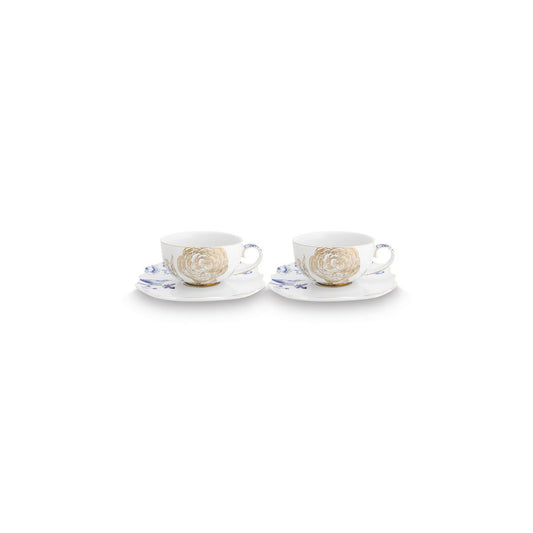 Set/2 Tea Cups & Saucers Royal White - Pimis Living