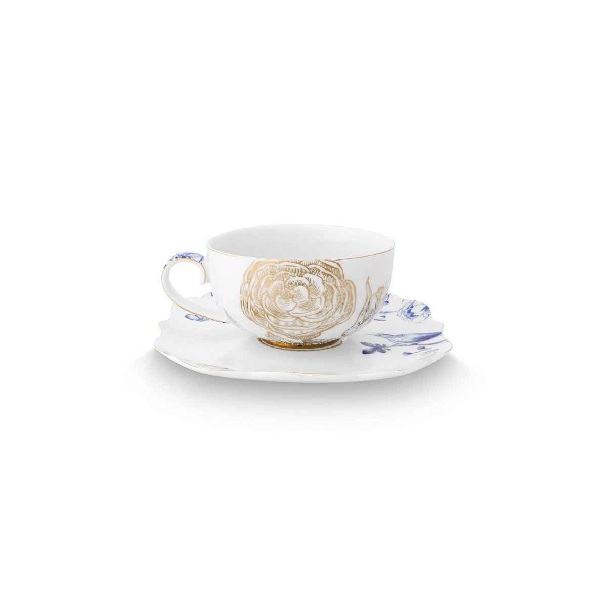 Set/2 Tea Cups & Saucers Royal White