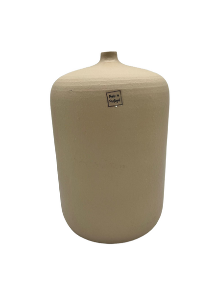 Jarrón/botella de terracota beige, fabricado en Portugal (grande)